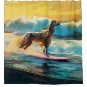 Afghan Hound Strand Surfen Schilderij Douchegordijn (Voorkant)