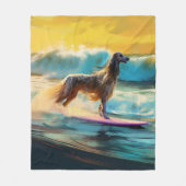 Afghan Hound Strand Surfen Schilderij Fleece Deken (Voorkant)