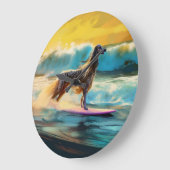 Afghan Hound Strand Surfen Schilderij Grote Klok (Hoek)