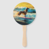 Afghan Hound Strand Surfen Schilderij Handwaaier (Voorkant)