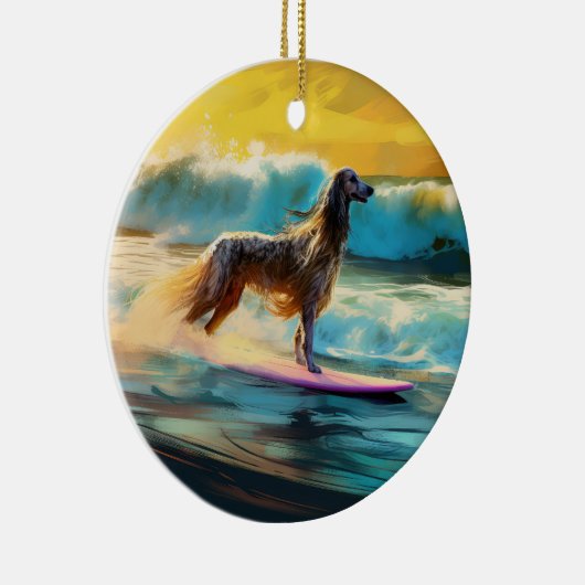 Afghan Hound Strand Surfen Schilderij Keramisch Ornament (Rechts)