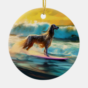 Afghan Hound Strand Surfen Schilderij Keramisch Ornament