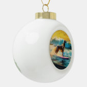 Afghan Hound Strand Surfen Schilderij Keramische Bal Ornament (Links)