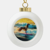 Afghan Hound Strand Surfen Schilderij Keramische Bal Ornament (Voorkant)