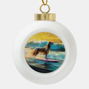 Afghan Hound Strand Surfen Schilderij Keramische Bal Ornament