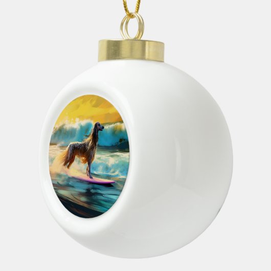 Afghan Hound Strand Surfen Schilderij Keramische Bal Ornament (Rechts)
