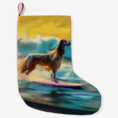 Afghan Hound Strand Surfen Schilderij Kleine Kerstsok (Voorkant)
