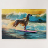 Afghan Hound Strand Surfen Schilderij Legpuzzel (Horizontaal)