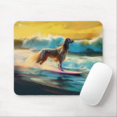 Afghan Hound Strand Surfen Schilderij Muismat (Met muis)