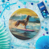 Afghan Hound Strand Surfen Schilderij Papieren Bordje
