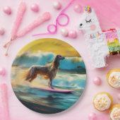 Afghan Hound Strand Surfen Schilderij Papieren Bordje (Feest)