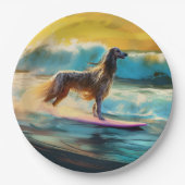 Afghan Hound Strand Surfen Schilderij Papieren Bordje (Voorkant)