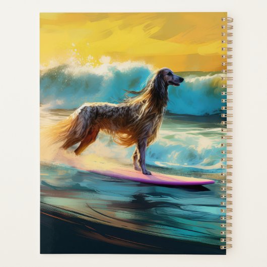 Afghan Hound Strand Surfen Schilderij Planner (Achterkant)