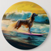 Afghan Hound Strand Surfen Schilderij Ronde Button 6,0 Cm (Voorkant)
