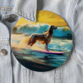 Afghan Hound Strand Surfen Schilderij Ronde Button 6,0 Cm (In situ)