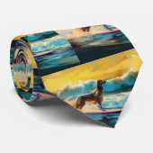 Afghan Hound Strand Surfen Schilderij Stropdas (Opgerold)