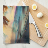 Afghan Hound Strand Surfen Schilderij Theedoek (Quarter Fold)