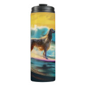 Afghan Hound Strand Surfen Schilderij Thermosbeker (Voorkant)