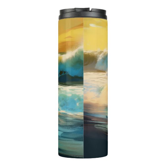 Afghan Hound Strand Surfen Schilderij Thermosbeker (Achterkant)