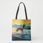 Afghan Hound Strand Surfen Schilderij Tote Bag (Voorkant)