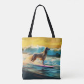 Afghan Hound Strand Surfen Schilderij Tote Bag (Achterkant)