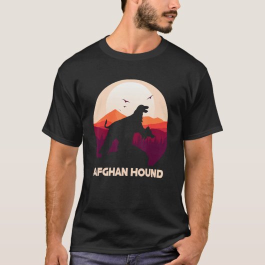 Afghan Hound under Moon for Halloween Costume T-shirt (Voorkant)