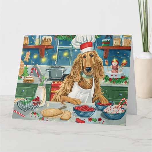 Afghan Hound Vakantie Bakken: Feestelijke Kerstmis Kaart (Voorkant)