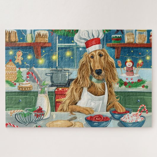 Afghan Hound Vakantie Bakken: Feestelijke Kerstmis Legpuzzel (Horizontaal)