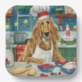 Afghan Hound Vakantie Bakken: Feestelijke Kerstmis Papieren Bordje (Voorkant)