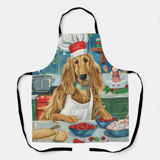 Afghan Hound Vakantie Bakken: Feestelijke Kerstmis Schort (Voorkant)