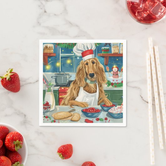 Afghan Hound Vakantie Bakken: Feestelijke Kerstmis Servet (Insitu)