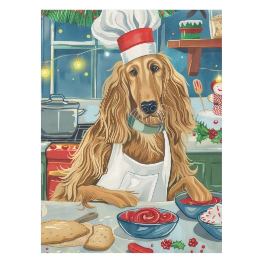 Afghan Hound Vakantie Bakken: Feestelijke Kerstmis Tafelkleed (Voorkant)