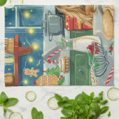 Afghan Hound Vakantie Bakken: Feestelijke Kerstmis Theedoek (Gevouwen)