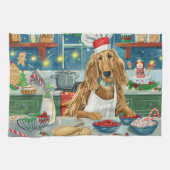 Afghan Hound Vakantie Bakken: Feestelijke Kerstmis Theedoek (Horizontaal)