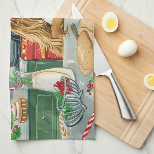 Afghan Hound Vakantie Bakken: Feestelijke Kerstmis Theedoek (Quarter Fold)