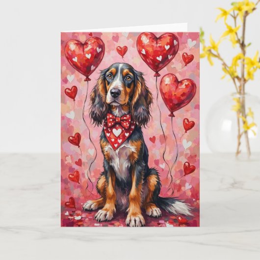 Afghan Hound Valentine’s Day Dog with Hearts Red Kaart (Gele Bloem)