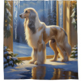 Afghan Hound With Christmas Lights Holiday Douchegordijn (Voorkant)