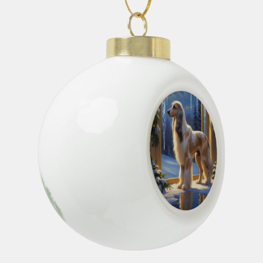 Afghan Hound With Christmas Lights Holiday Keramische Bal Ornament (Links)