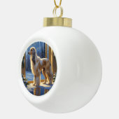 Afghan Hound With Christmas Lights Holiday Keramische Bal Ornament (Rechts)