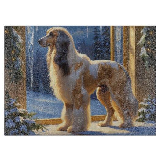 Afghan Hound With Christmas Lights Holiday Snijplank (Voorkant)