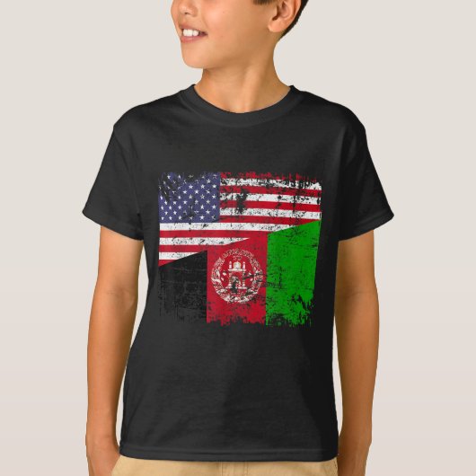 AFGHAN ROOTS Half Amerikaanse vlag VS AFGHANISTAN  T-shirt (Voorkant)