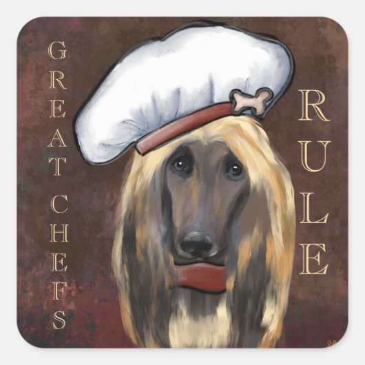 AFGHANENHOND VIERKANTE STICKER (Voorkant)