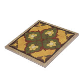 Afghani-patroon in mosterd, roodbruin en olijfgroe tegeltje (Zijkant)