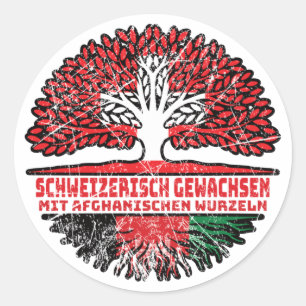Afghanistan Afghanistan Schweizer Schweiz Baum Ronde Sticker