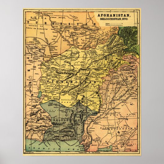 Afghanistan and Surrounding Countries Map Poster (Voorkant)