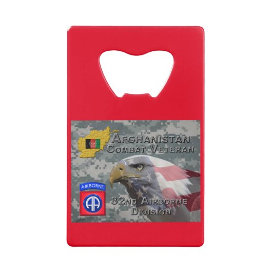 "Afghanistan Combat Veteran" - 82nd Airborne Divis Creditkaart Flessenopener (Voorkant)