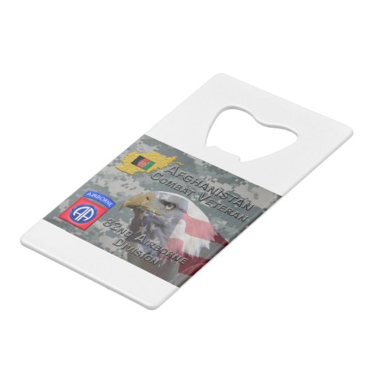 "Afghanistan Combat Veteran" - 82nd Airborne Divis Creditkaart Flessenopener (Achterkant Gekanteld)