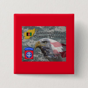 "Afghanistan Combat Veteran" - 82nd Airborne Divis Vierkante Button 5,1 Cm