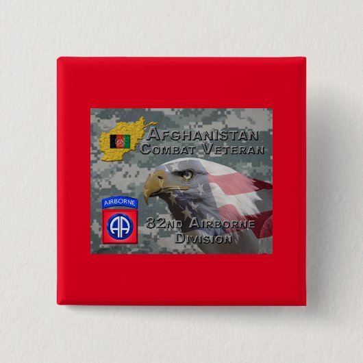 "Afghanistan Combat Veteran" - 82nd Airborne Divis Vierkante Button 5,1 Cm (Voorkant)