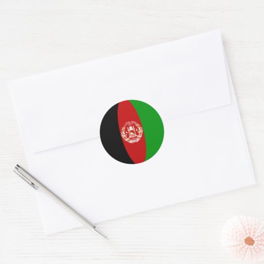 Afghanistan Fisheye Flag Sticker (Envelop)